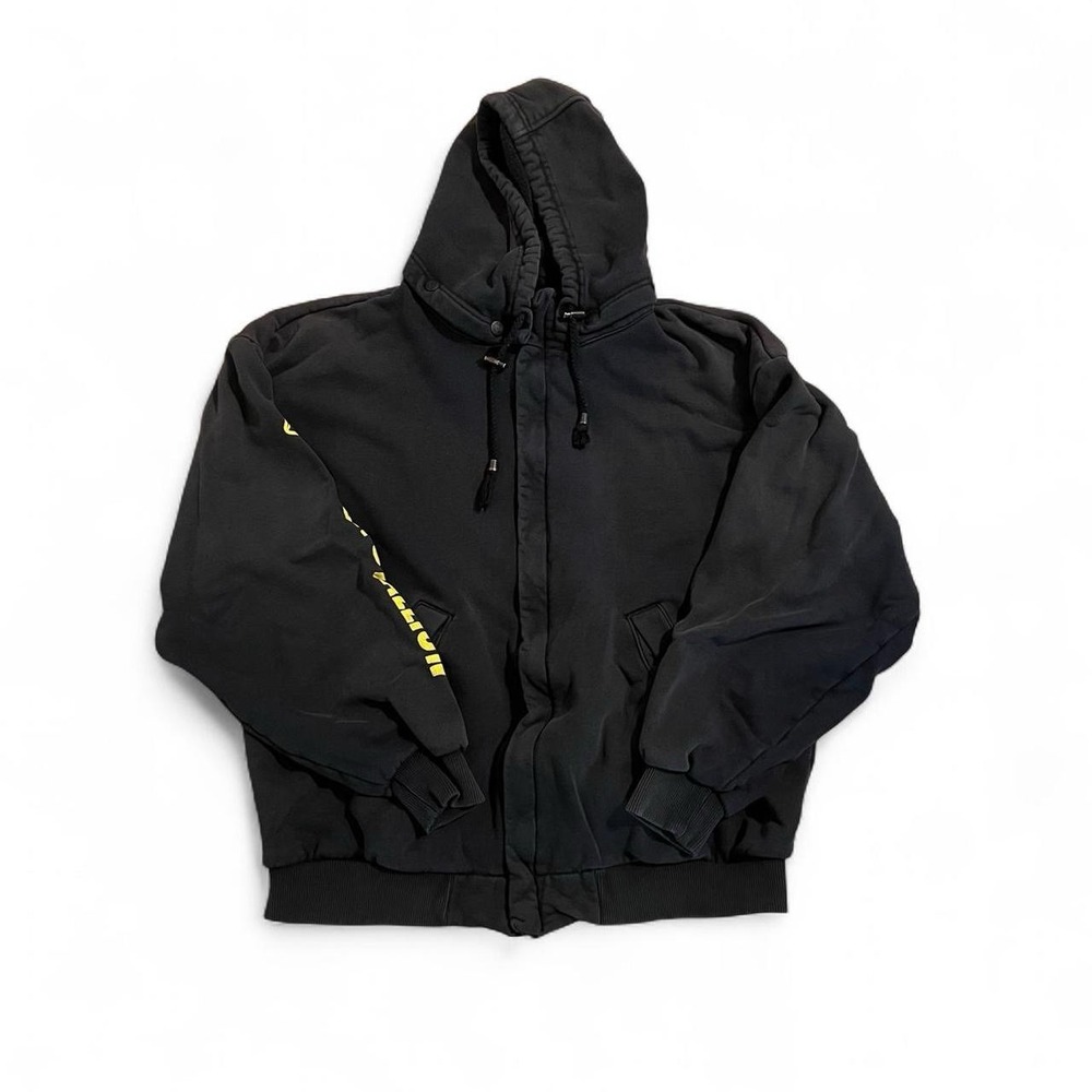 Black Stallion Heavyweight Full Zip Workwear Hoodie Sun Faded Black Skate Goth